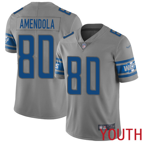 Detroit Lions Limited Gray Youth Danny Amendola Jersey NFL Football #80 Inverted Legend->youth nfl jersey->Youth Jersey